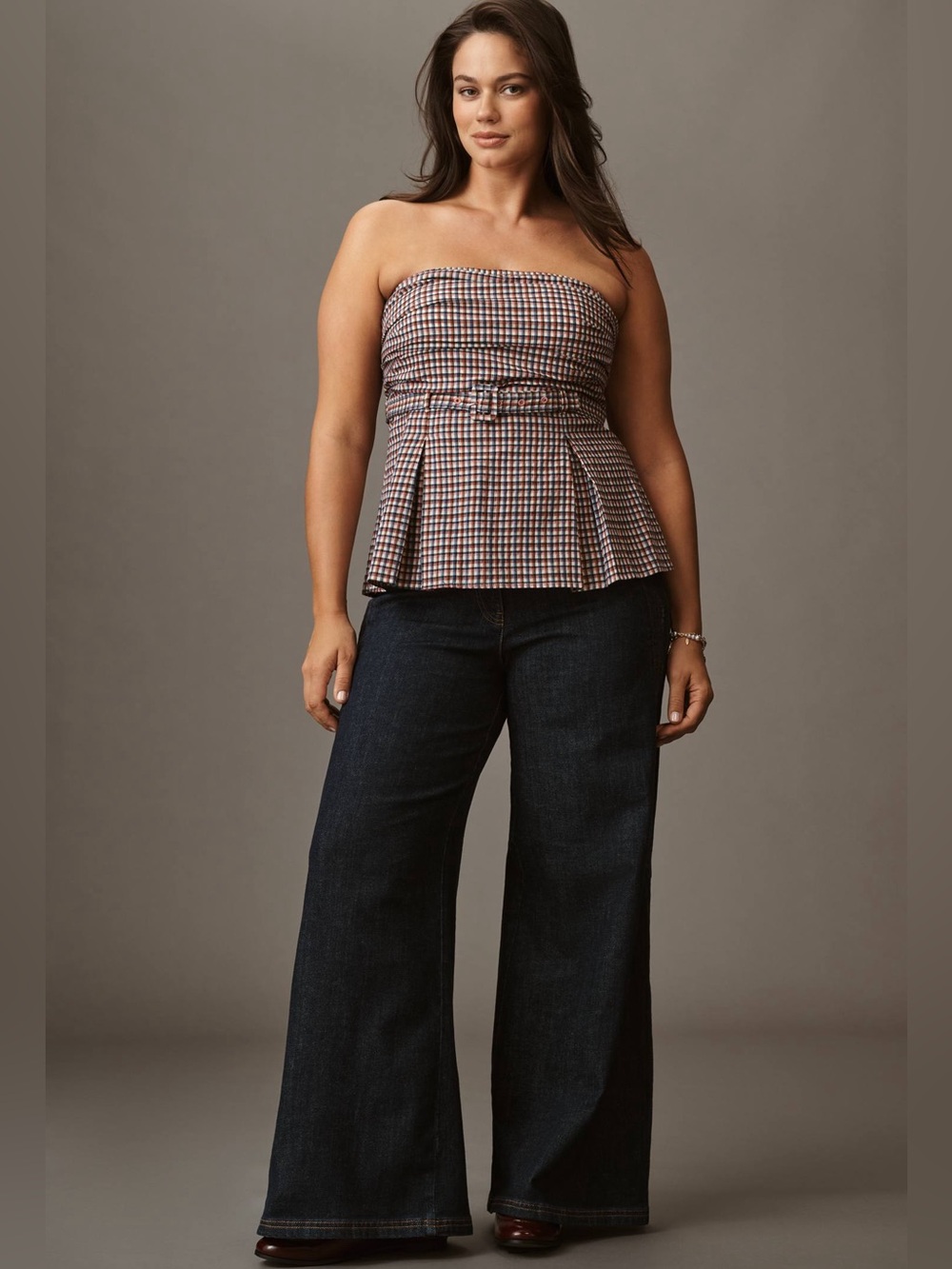 Maeve Scallop Edge High Rise Dark Wash Wide-Leg Jeans 20W